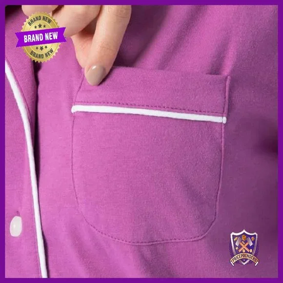Soft Piped Button-Down Sleep Set - Cozy Two-Piece Pajamas